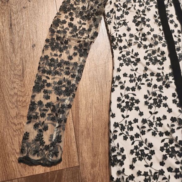 Betsey Johnson Tie Detail Flora Lace  Embroidery Dress Black And Tan Size 0 - Picture 6 of 10